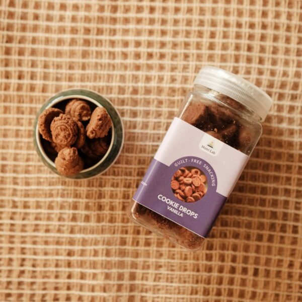 GLUTEN FREE AND VEGAN COOKIE DROPS, MADE OF BAJRA AND OTHER MILLETS. MADE WITH NO SUGAR & NO PALM OIL