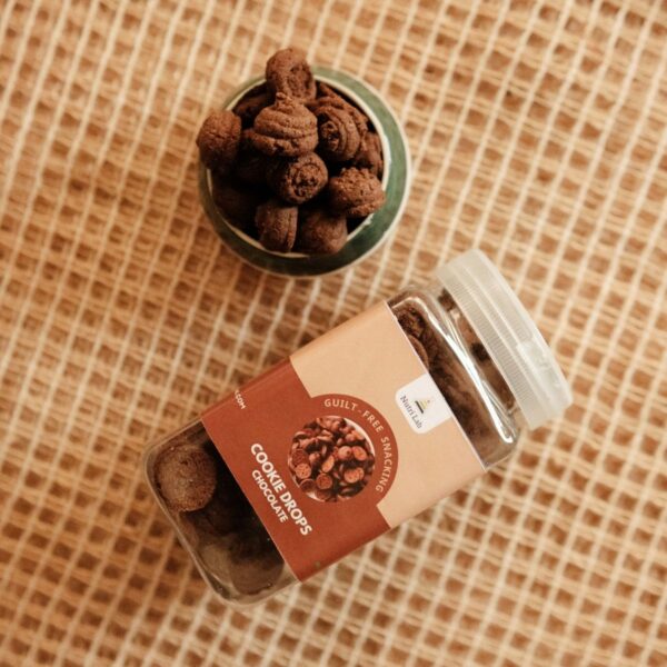 GLUTEN FREE AND VEGAN COOKIE DROPS, MADE OF RAGI AND OTHER MILLETS. MADE WITH NO SUGAR & NO PALM OIL