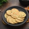 jowar corriander mini khakhra, made with millets, gluten free and vegan crispies